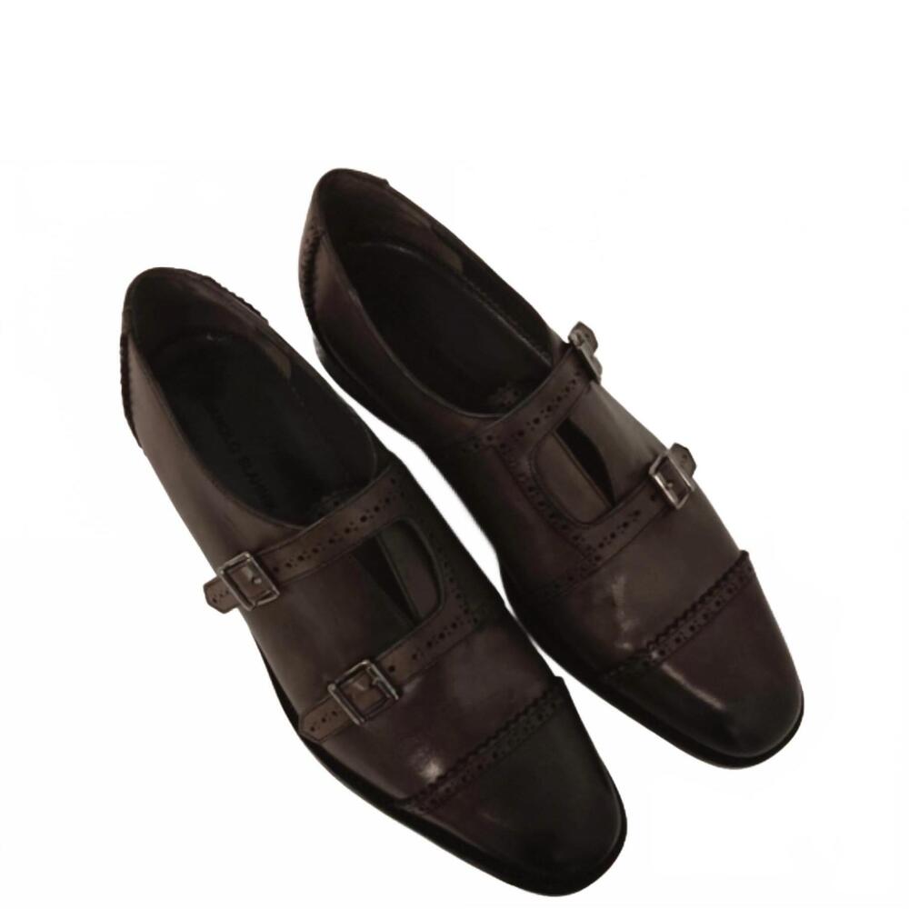 NEW MANOLO BLAHNIK men's callimaco monkstrap dress shoes in gray